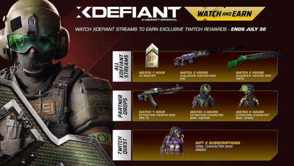 【無料報酬配布】XDefiant シーズン1 Twitch Dropsの内容まとめ